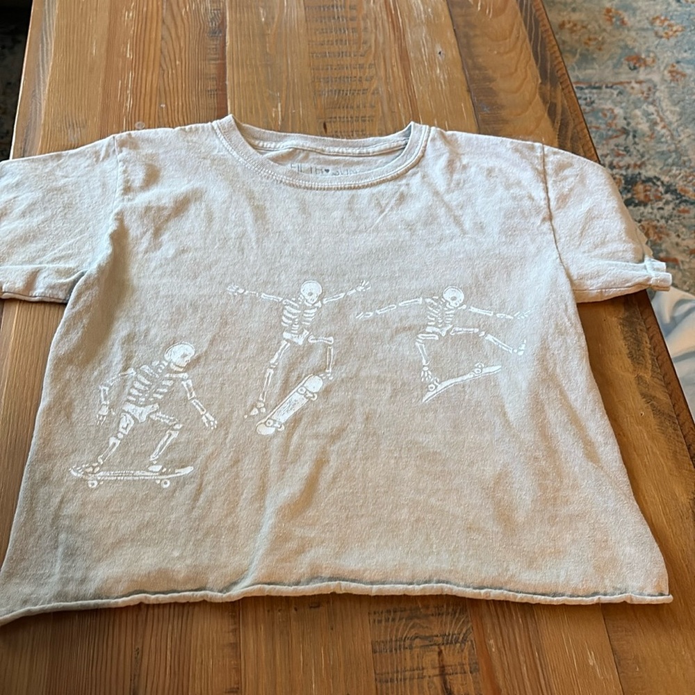 Fifth Sun Brown Skeleton Cropped Tee Size XS